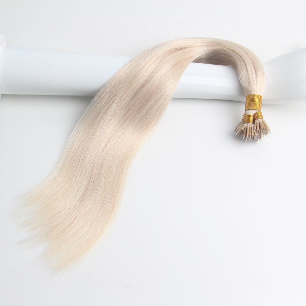 Wholesale Factory Price Shedding Free Micro Nano Ring Tips White Blonde European Virgin Remy Human Hair Extensions Double Drawn