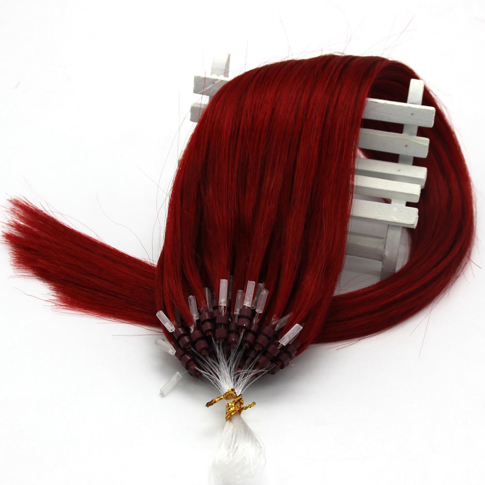 14-24inch 1g/Strand 50g Straight Micro Easy Loop Ring Double Beads Human Hair Extension