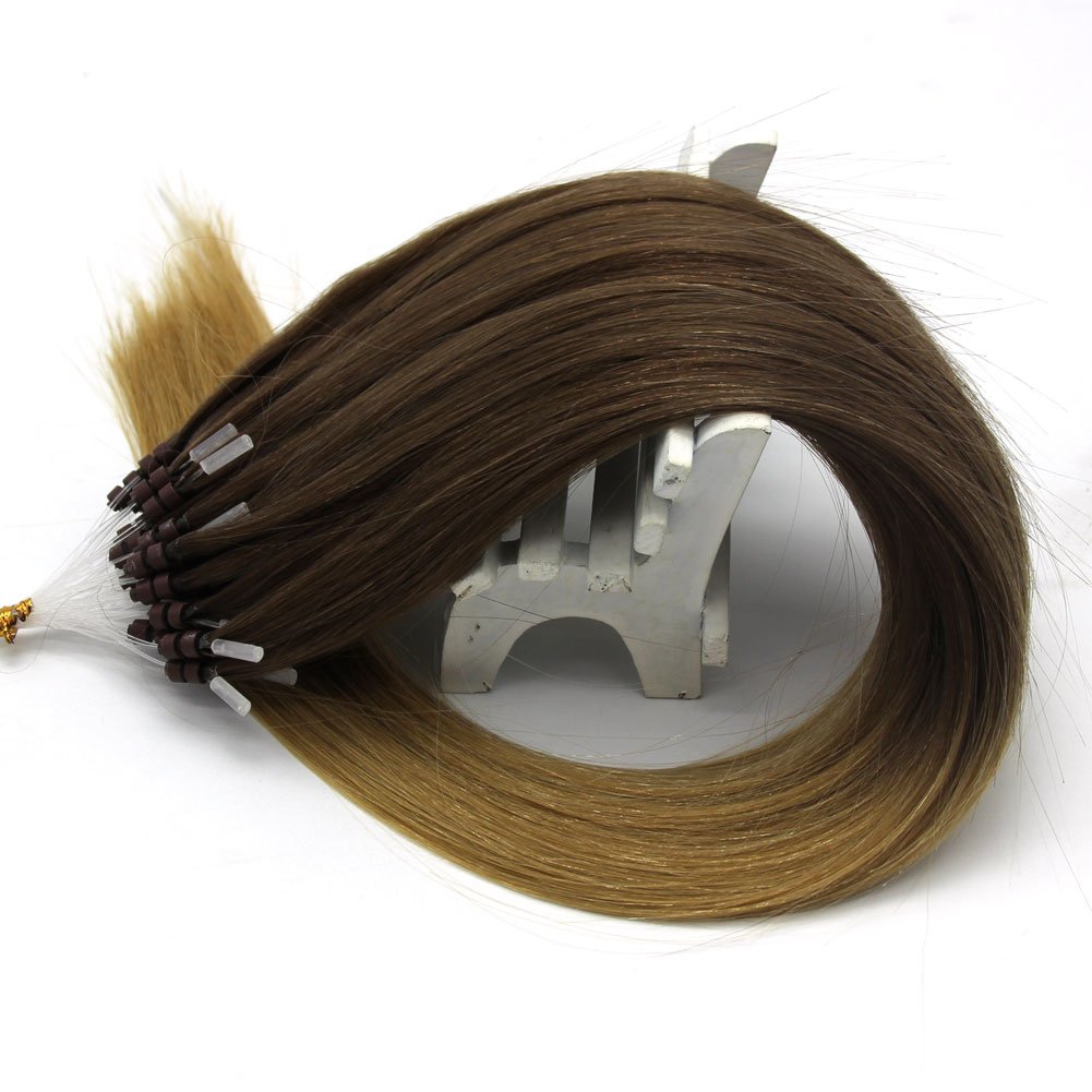 14-24inch 1g/Strand 50g Straight Micro Easy Loop Ring Double Beads Human Hair Extension