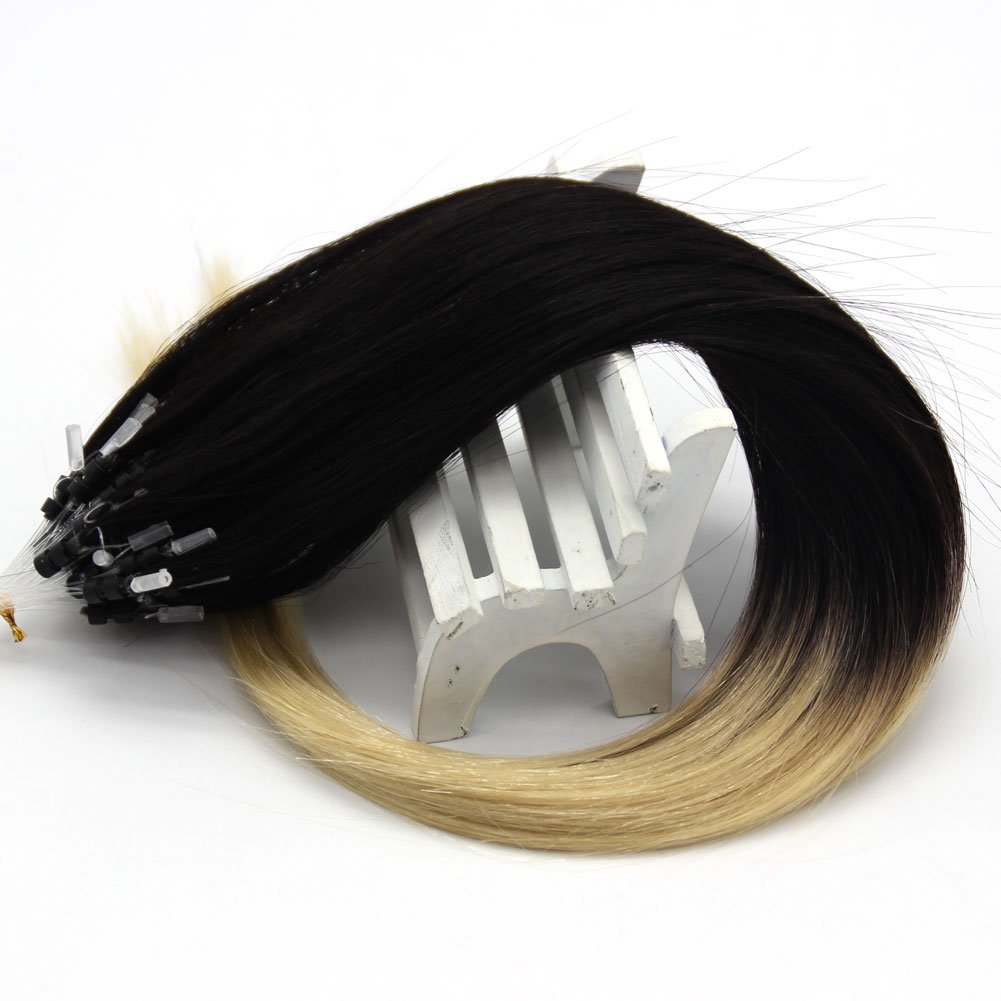 14-24inch 1g/Strand 50g Straight Micro Easy Loop Ring Double Beads Human Hair Extension