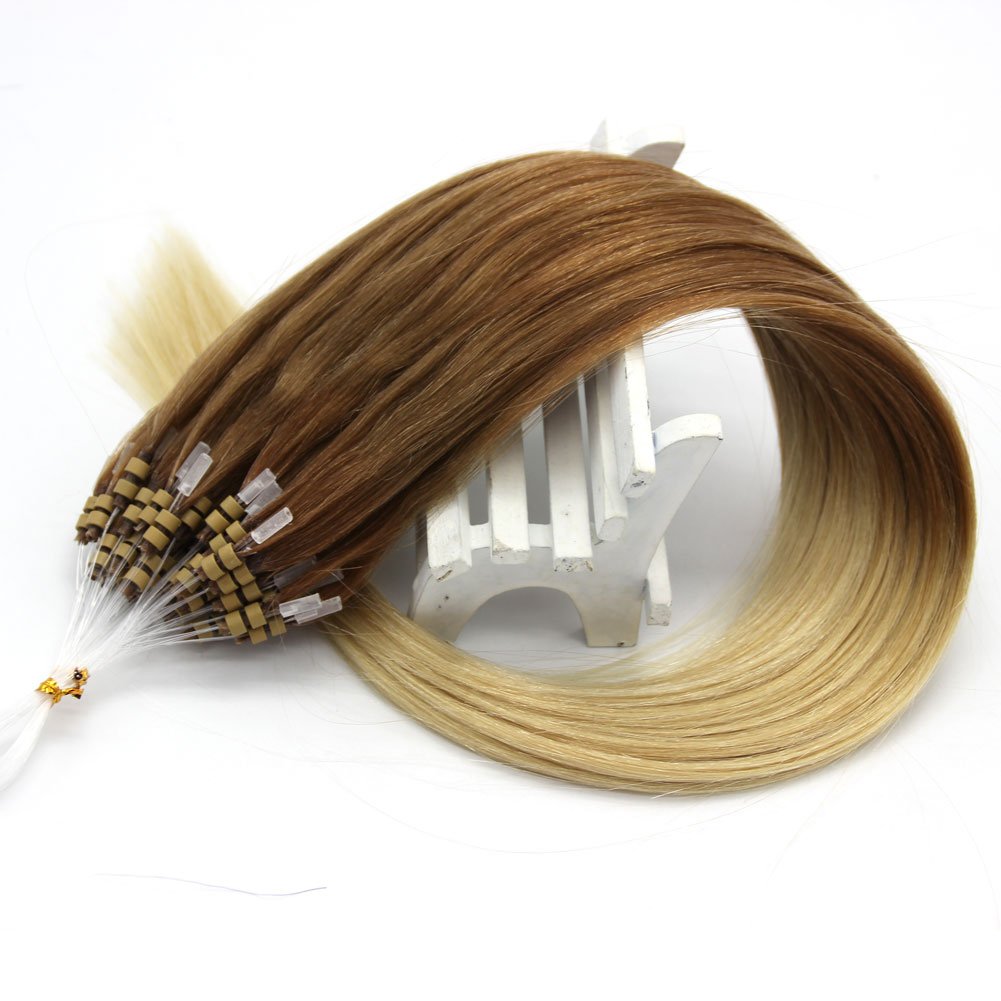 14-24inch 1g/Strand 50g Straight Micro Easy Loop Ring Double Beads Human Hair Extension