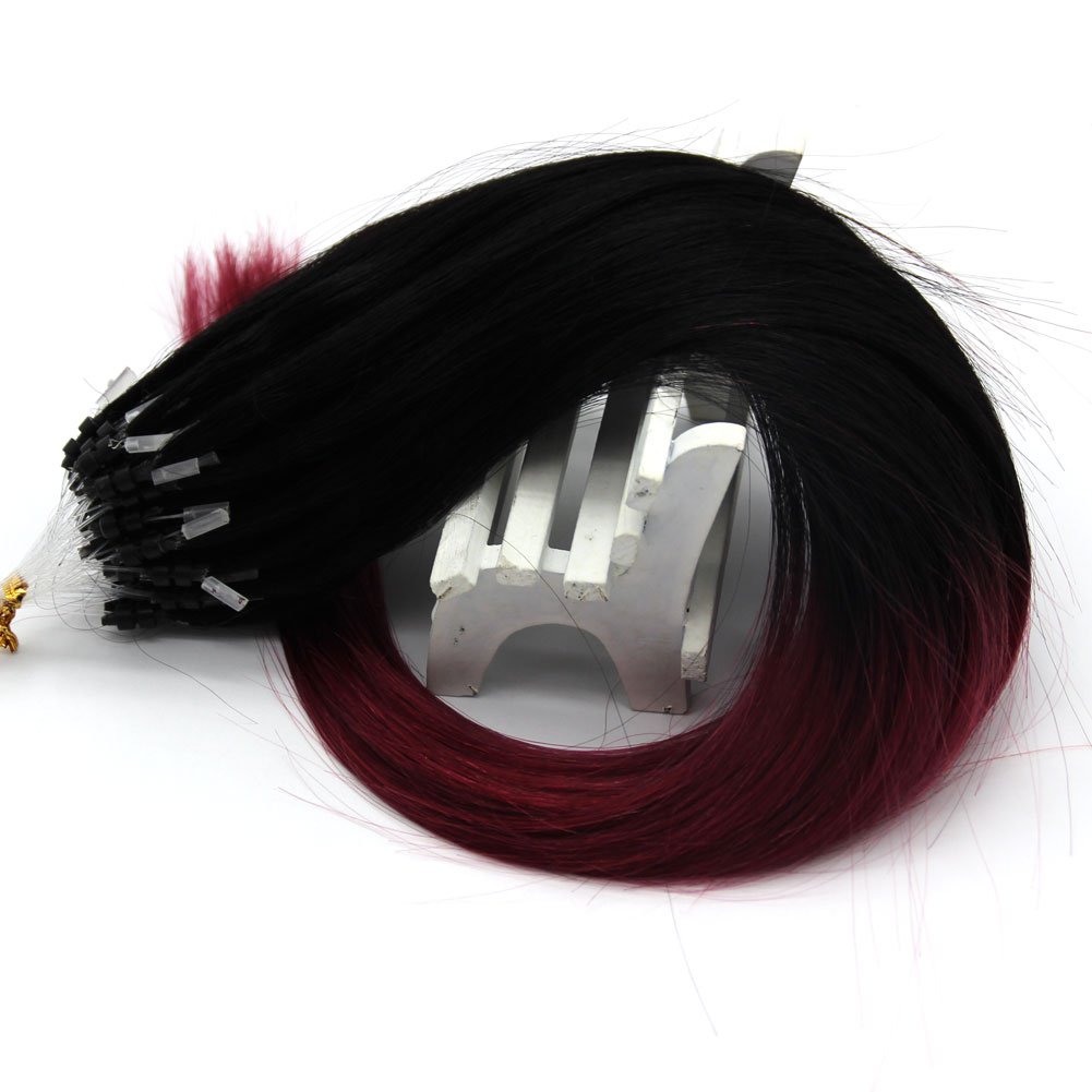 14-24inch 1g/Strand 50g Straight Micro Easy Loop Ring Double Beads Human Hair Extension