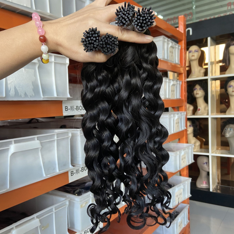 U Tip I Tip Human Hair Extensions,Wholesale Water Kinky Curly l tip Hair,Raw Cuticle Aligned I tip Hair Extensions Human Hair