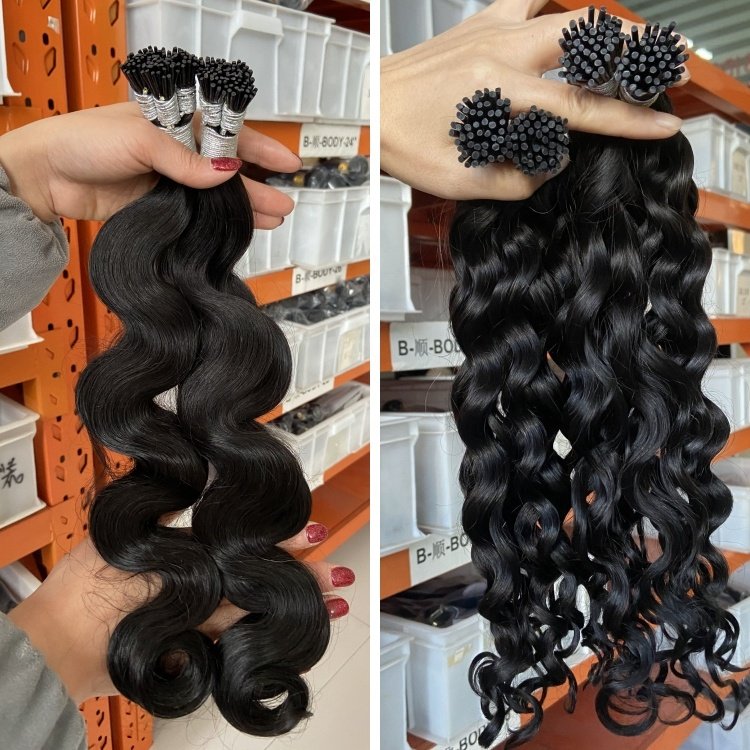 U Tip I Tip Human Hair Extensions,Wholesale Water Kinky Curly l tip Hair,Raw Cuticle Aligned I tip Hair Extensions Human Hair