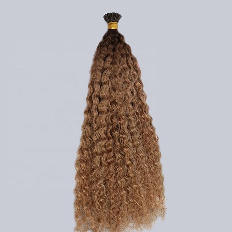 High Quality Ombre Brown Color I tip Human Hair Extensions Italian Keratin Bonds Curly Hair