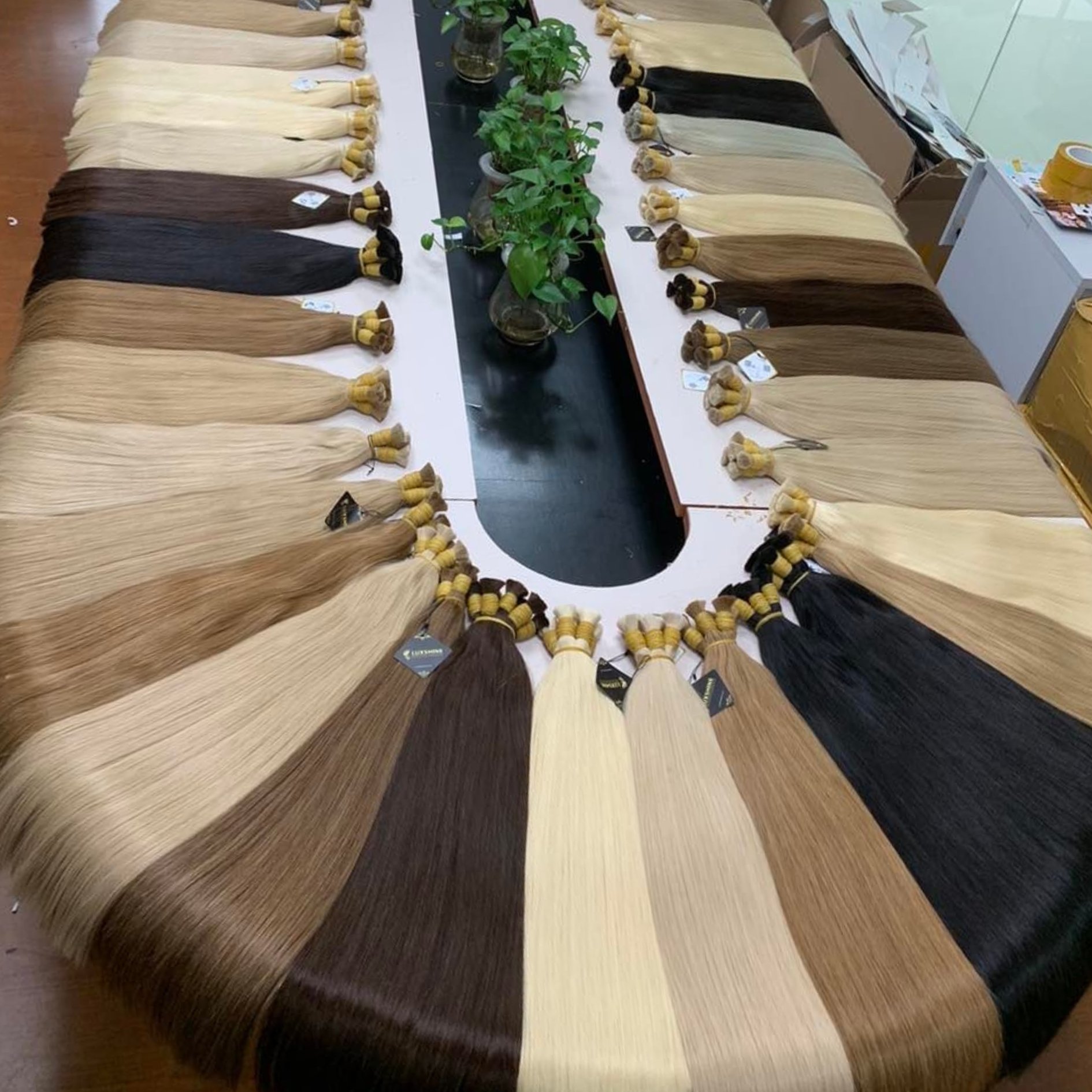100% Raw Vietnamese Human Hair Extensions Light Colors Machine Weft Straight With Standard Double Drawn From Luxshine Hair