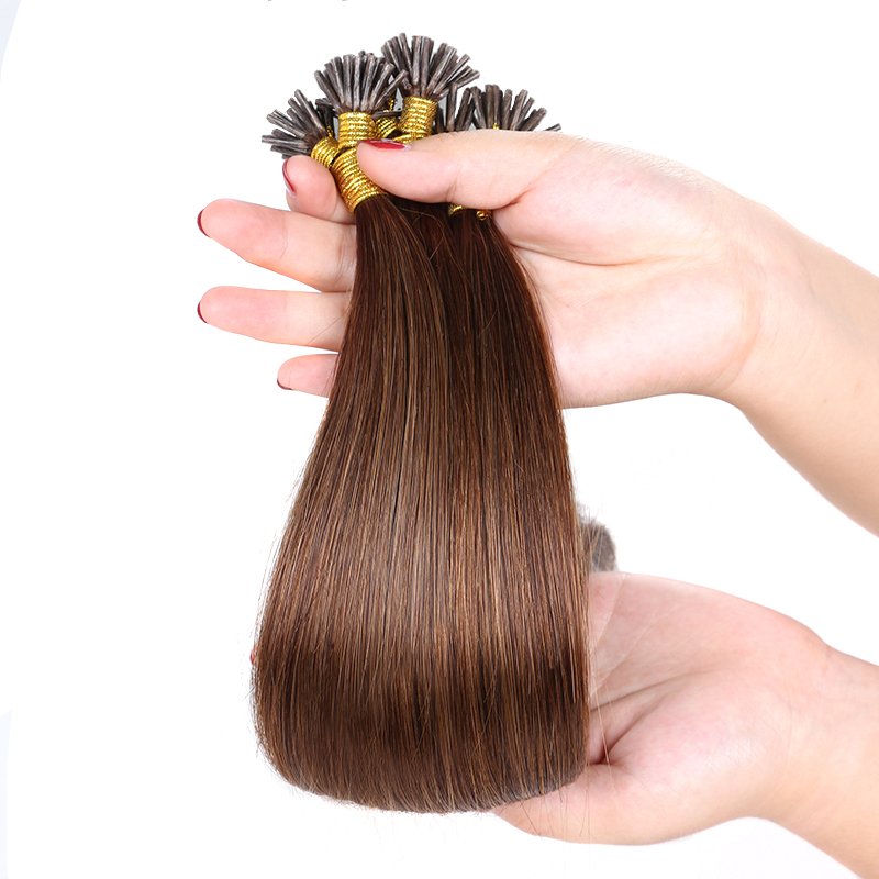 Wholesale Raw Cuticle Aligned Russian Itip Hair Extension Keratin Stick I Tip Remy Human Hair Extensions
