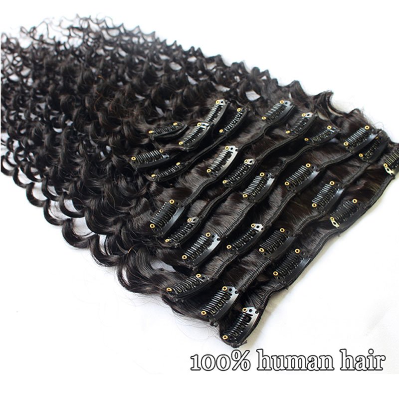 4B Clip In Human Hair Extension Water Wave Deep Wave Wholesale Vendor Clips In Hair Extensions Human Hair Wavy