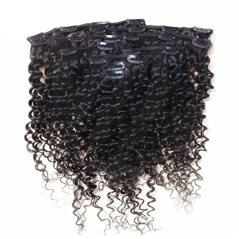 4B Clip In Human Hair Extension Water Wave Deep Wave Wholesale Vendor Clips In Hair Extensions Human Hair Wavy