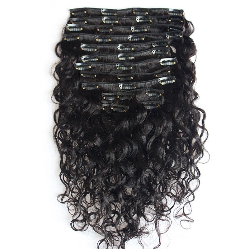 4B Clip In Human Hair Extension Water Wave Deep Wave Wholesale Vendor Clips In Hair Extensions Human Hair Wavy