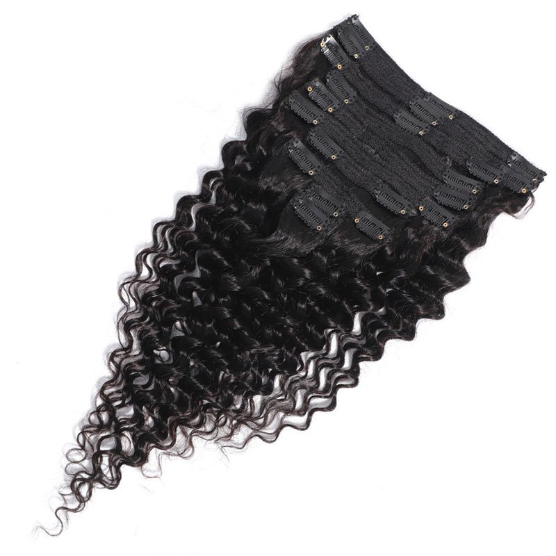 4B Clip In Human Hair Extension Water Wave Deep Wave Wholesale Vendor Clips In Hair Extensions Human Hair Wavy
