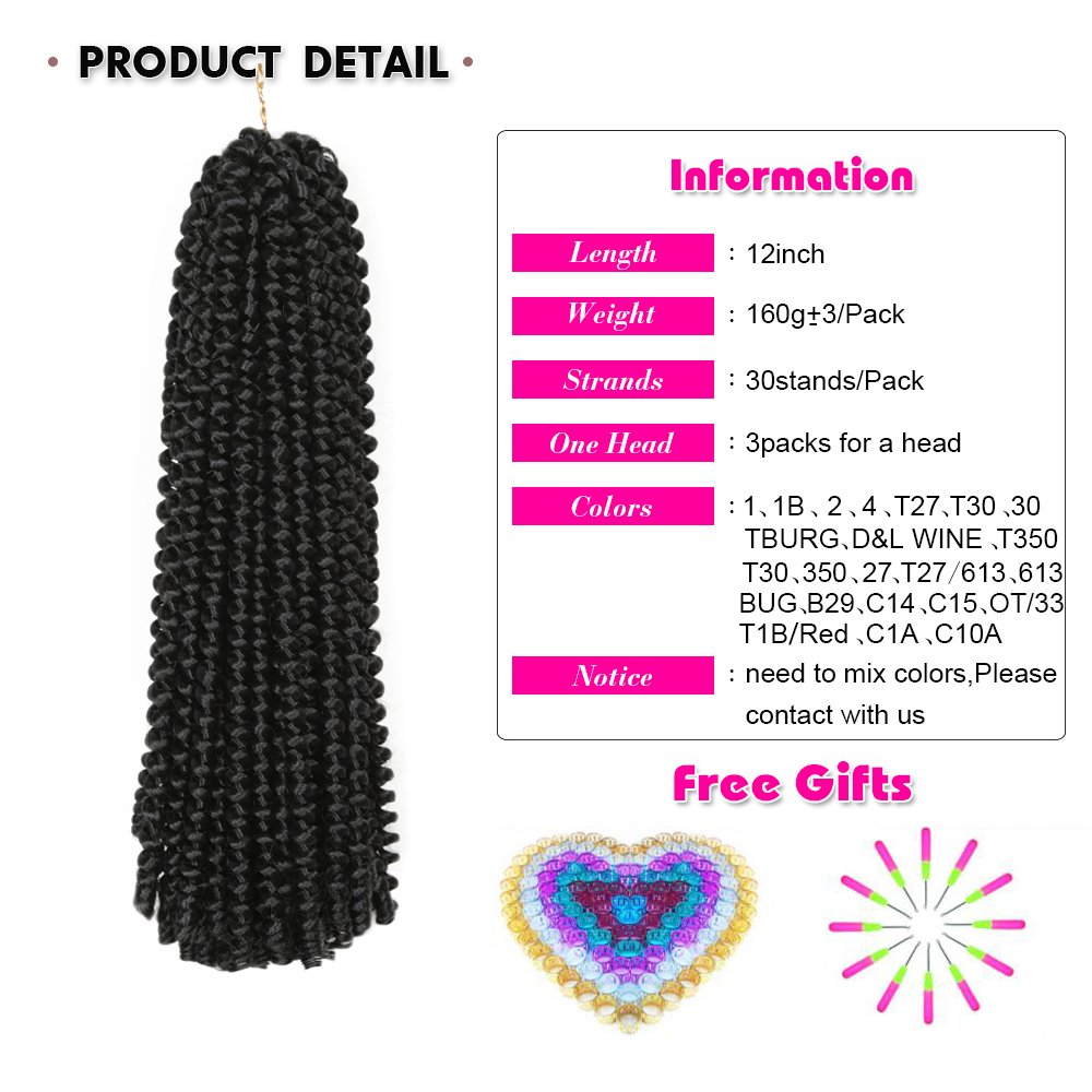 12 Inch Spring Twist Crochet Hair Synthetic Fiber Fluffy Twist For Butterfly Locs Crochet Braids Hair Extensions
