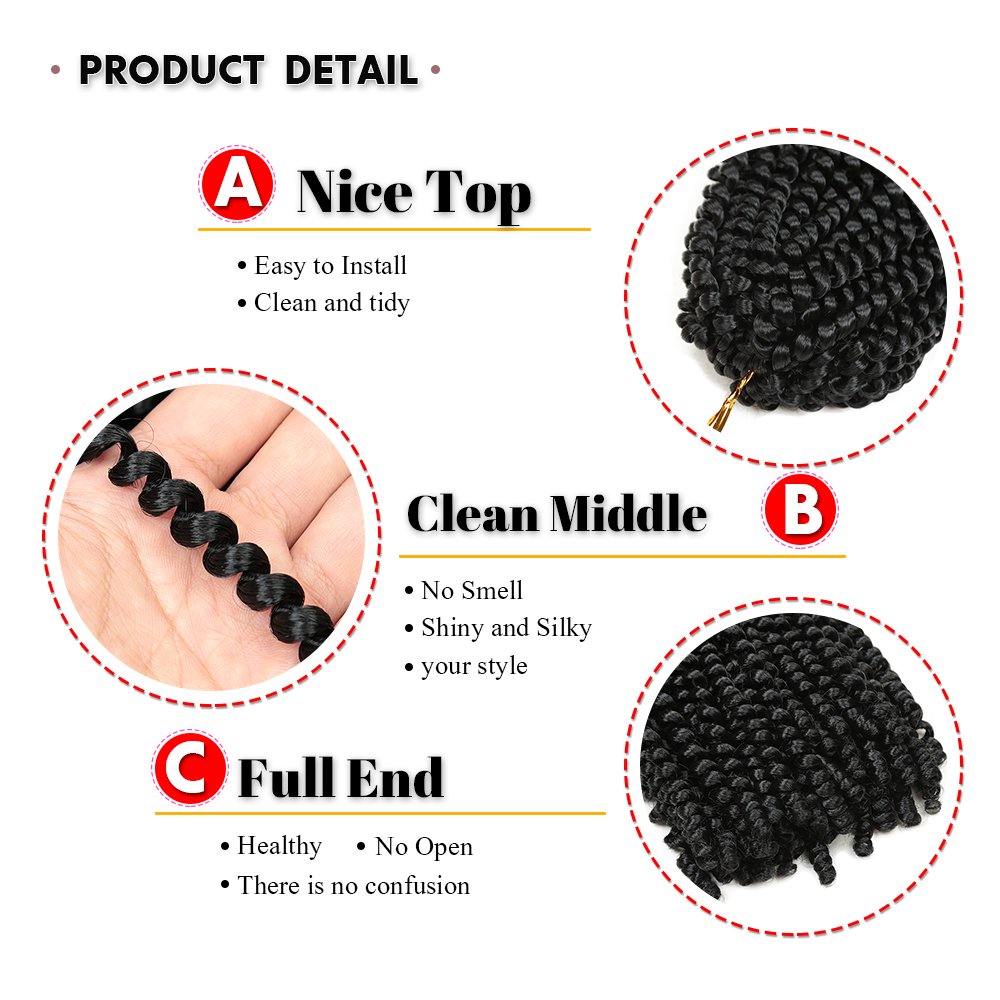 12 Inch Spring Twist Crochet Hair Synthetic Fiber Fluffy Twist For Butterfly Locs Crochet Braids Hair Extensions