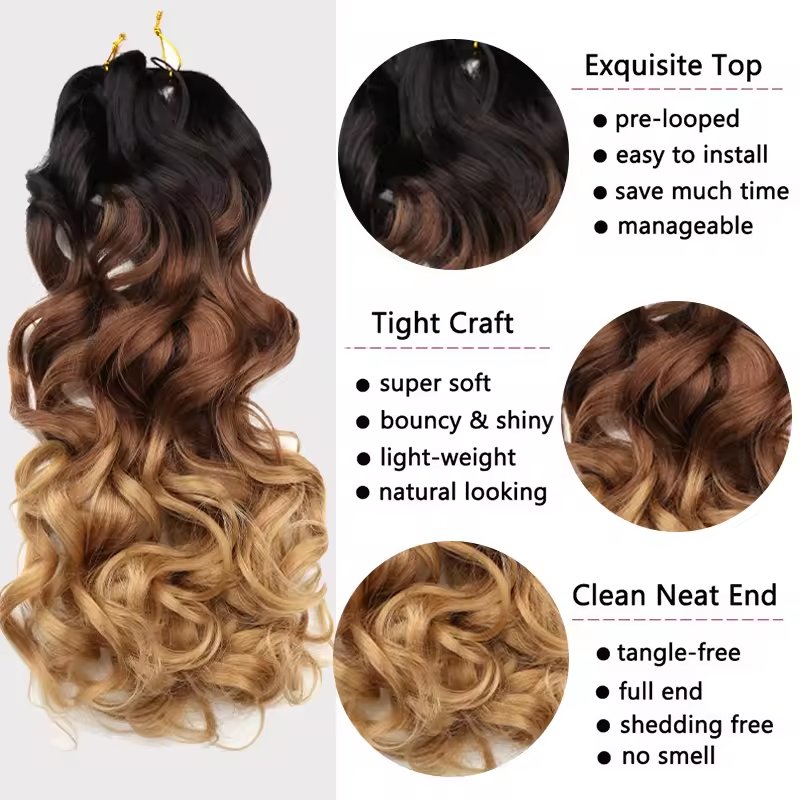 22Inch French Curly Braiding Crochet Hair Synthetic Loose Wave Braids Hair Extensions for Women Spiral Curls Pre Stretched Hair