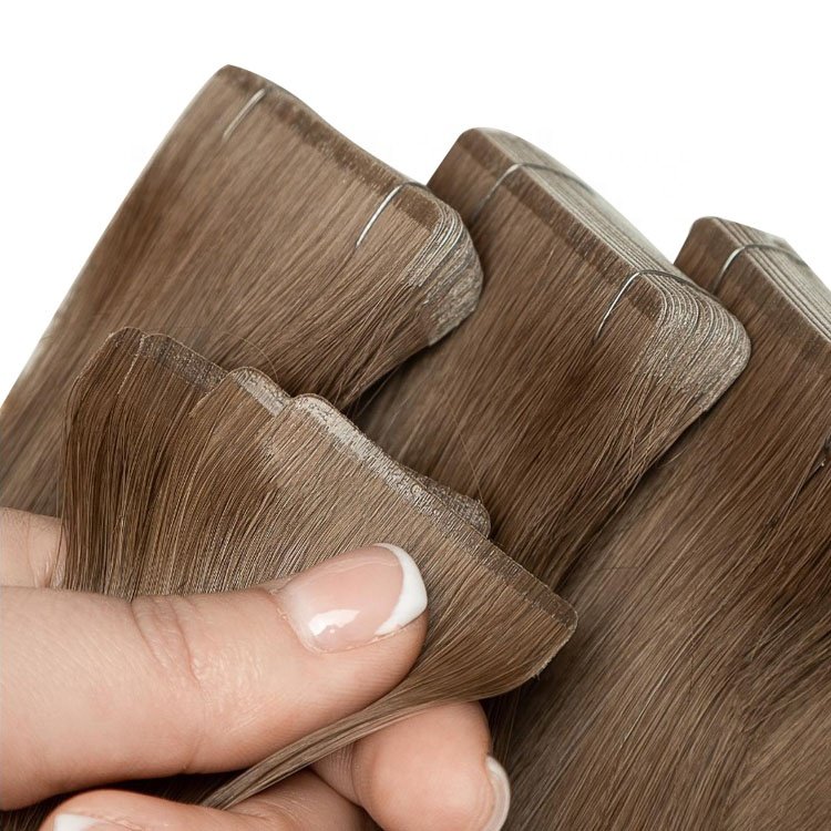 Remy Human Hair Extensions PU Machine Injected Invisible Tape Ins Seamless Hair Extension