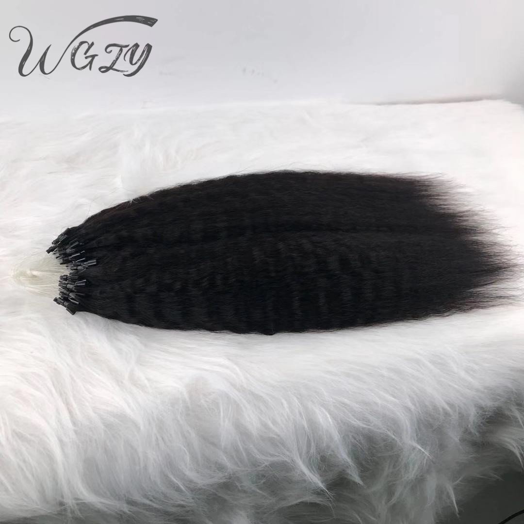Wholesale 12a Grade Raw Cambodian Hair Vendor Curly Micro Links Tip 100 Strands Virgin I Tip human hair extensions Curly