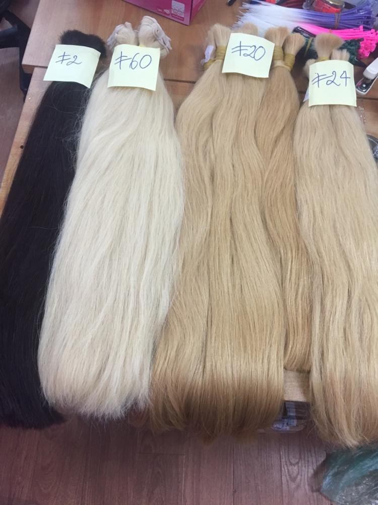 STRAIGHT BLONDE #613 #60 DOUBLE DRAWN 70CM NO SHORT HAIR NATURAL HUMAN HAIR EXTENSION