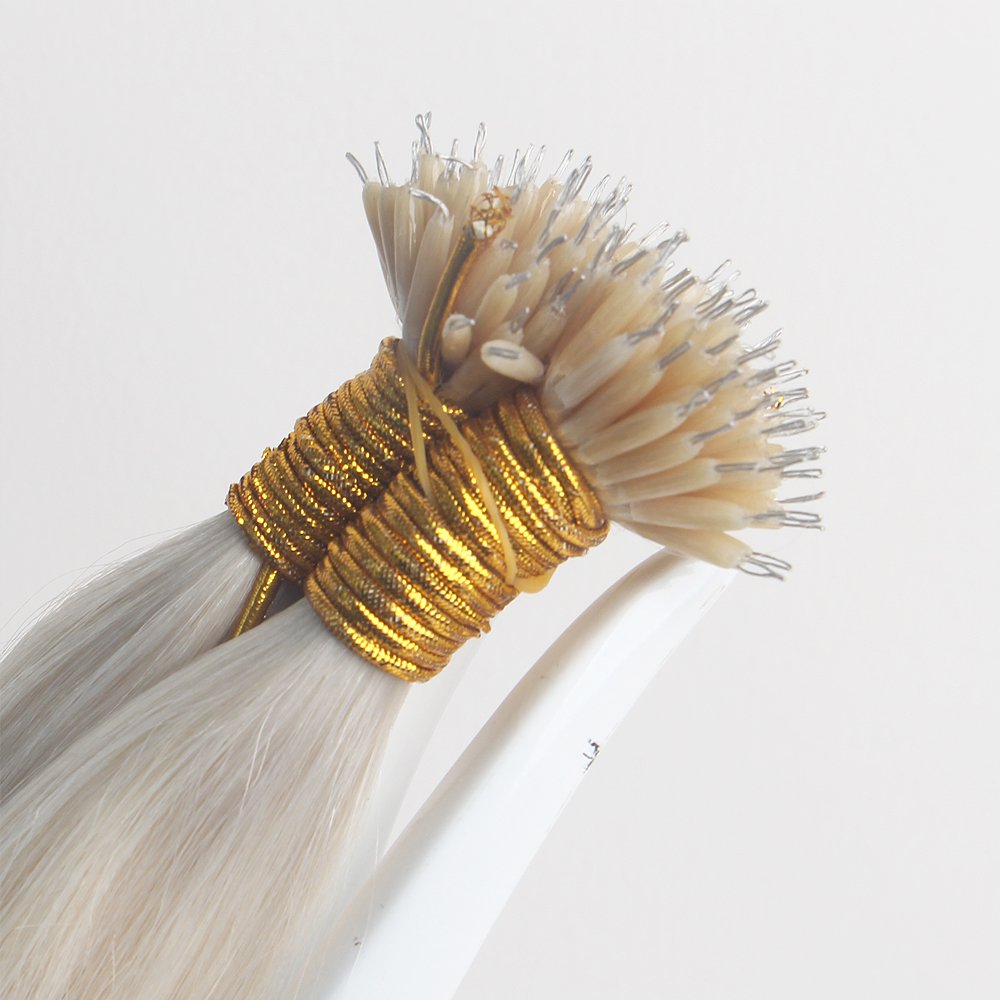 Wholesale Shedding Free Micro Nano Ring Tips Pure No Mixed White Blonde European Virgin Remy Human Hair Extensions Double Drawn