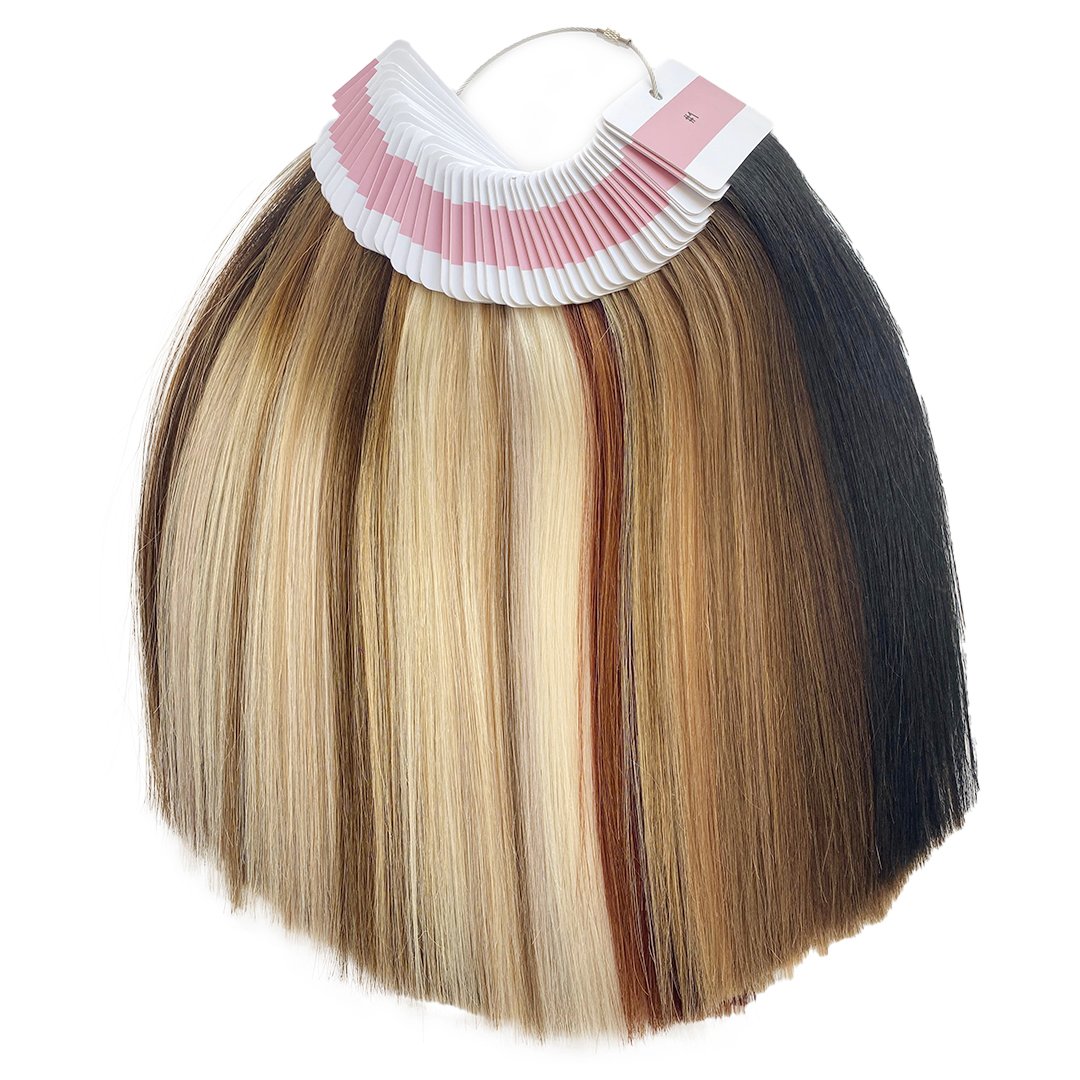 Factory Wholesale Russian Human Hair Extensions Supplier Tag Ring Customized Color Ring Color Swatches with Logo Label