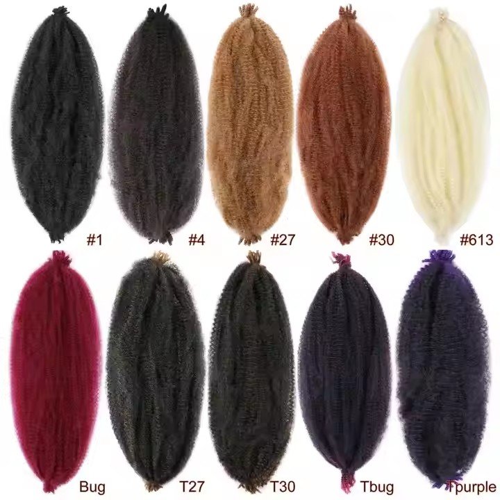 Stock 24'' Spring Afro Braids Crochet Hair for Distressed Locs Spring Marley Hair Pre-Separated Kinky Synthetic Braiding Hair