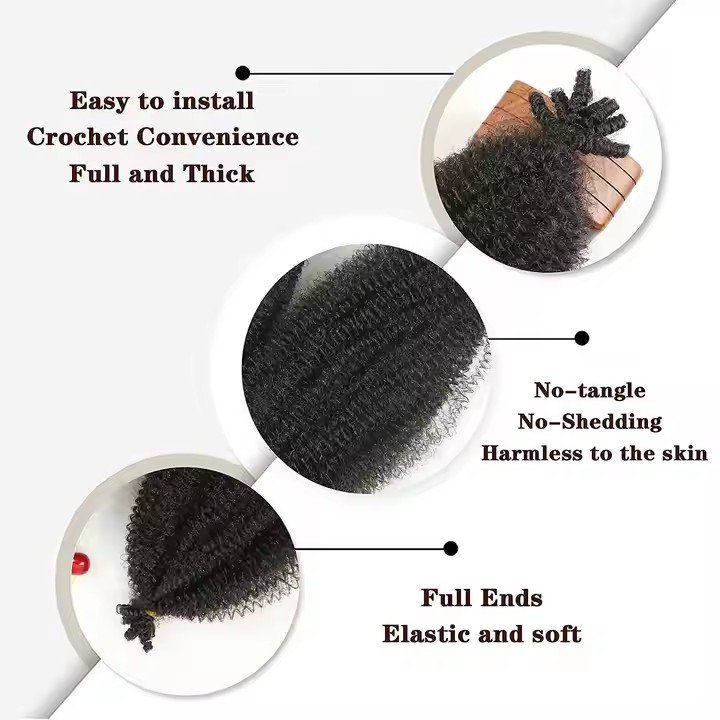 Stock 24'' Spring Afro Braids Crochet Hair for Distressed Locs Spring Marley Hair Pre-Separated Kinky Synthetic Braiding Hair