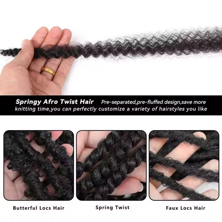 Stock 24'' Spring Afro Braids Crochet Hair for Distressed Locs Spring Marley Hair Pre-Separated Kinky Synthetic Braiding Hair