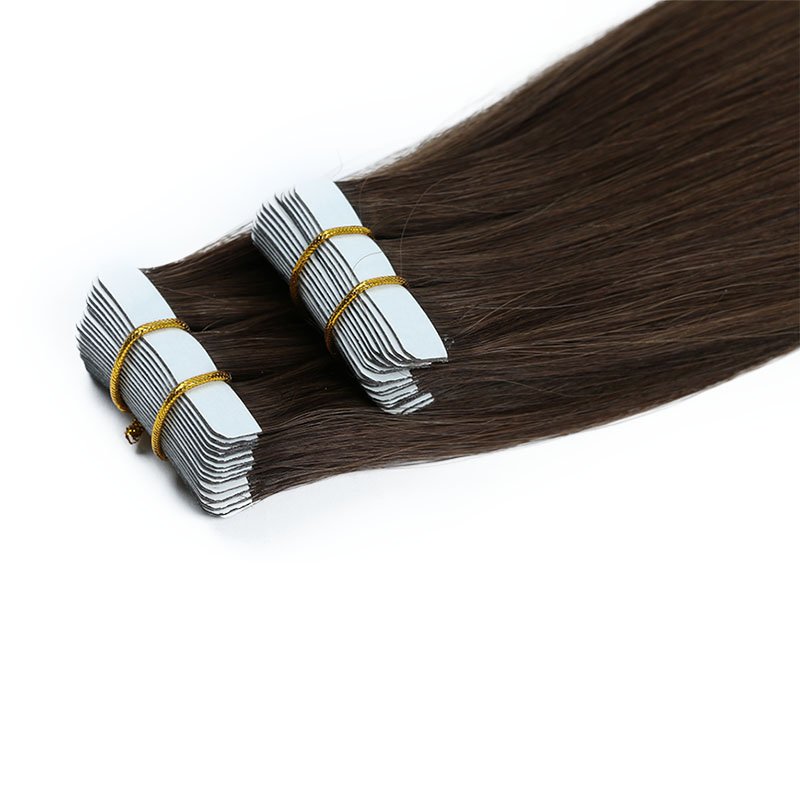 Tape Hair Extensions Unprocessed #2 Dark Brown Seamless Skin Weft Real Human Hair Extension