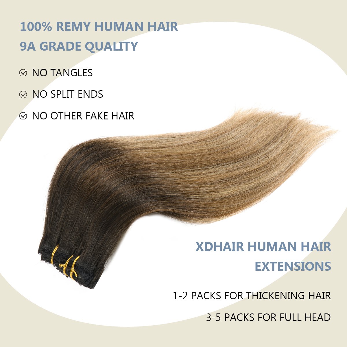 Balayage color Virgin remy Human Hair Extensions wholesale price full head clips in human hair
