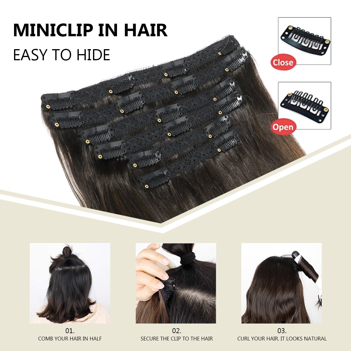 Balayage color Virgin remy Human Hair Extensions wholesale price full head clips in human hair