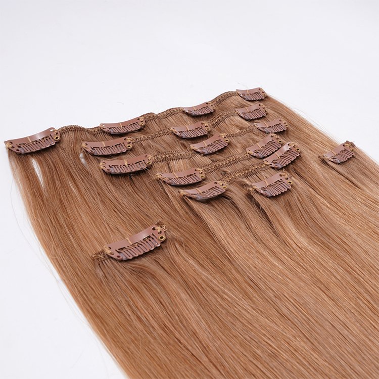BELLECODE Wholesale Double Drawn invisible Clip In Human Hair Extension Real Remy Brazilian hair seamless clip in hair extension