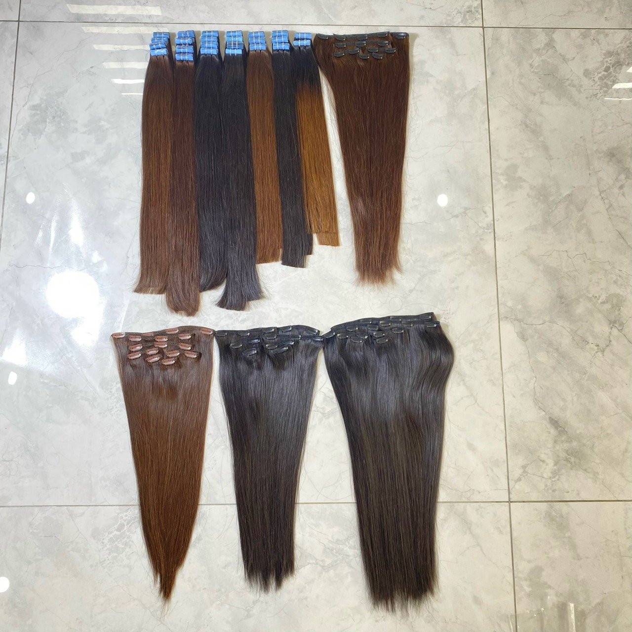 Viki Russian Human Hair Tape Hair Extension Inject Invisible Skin Weft Tape in Human Hair Extensions 20-24 inch