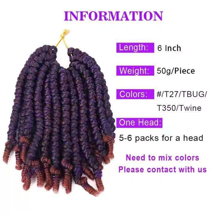 In Stock 6 Inch Short Bomb Passion Twists Crochet Jerry Curl Synthetic Braiding Hair Extension Bob Spring Twist styles Hair