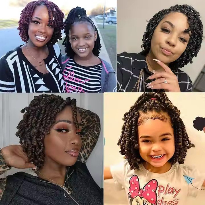 In Stock 6 Inch Short Bomb Passion Twists Crochet Jerry Curl Synthetic Braiding Hair Extension Bob Spring Twist styles Hair