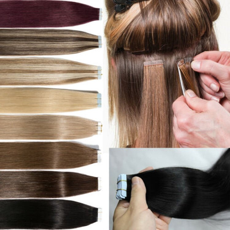 Large Stock Quality Double Drawn Remy Tape In Hair Extensions 100% Russian Invisible Skin Weft Tape In Hair Extensions
