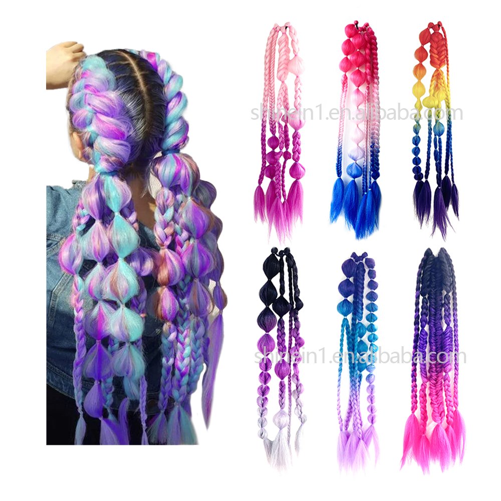 Wholesale 24inch Bulk High Temperature Fiber Jumbo Braid Extension Soft Ombre Colored Synthetic Box Jumbo Braiding Hair