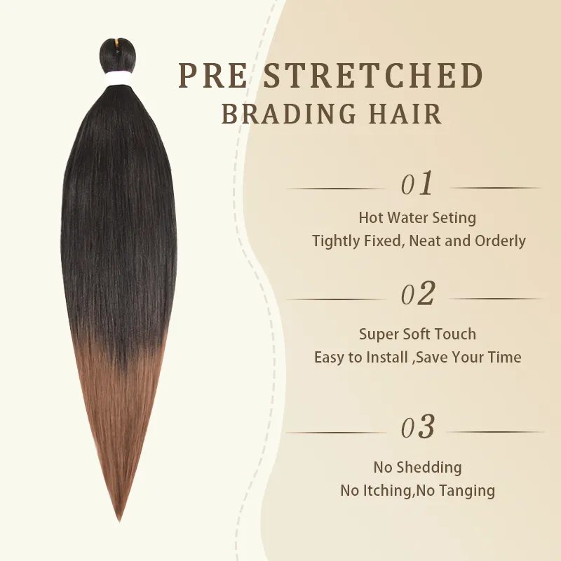 Pre-Stretched 26 Inch 90g Simple Easy Weave Crochet Braids Hair Extensions Hot Water Bath Bendable Synthetic Wig