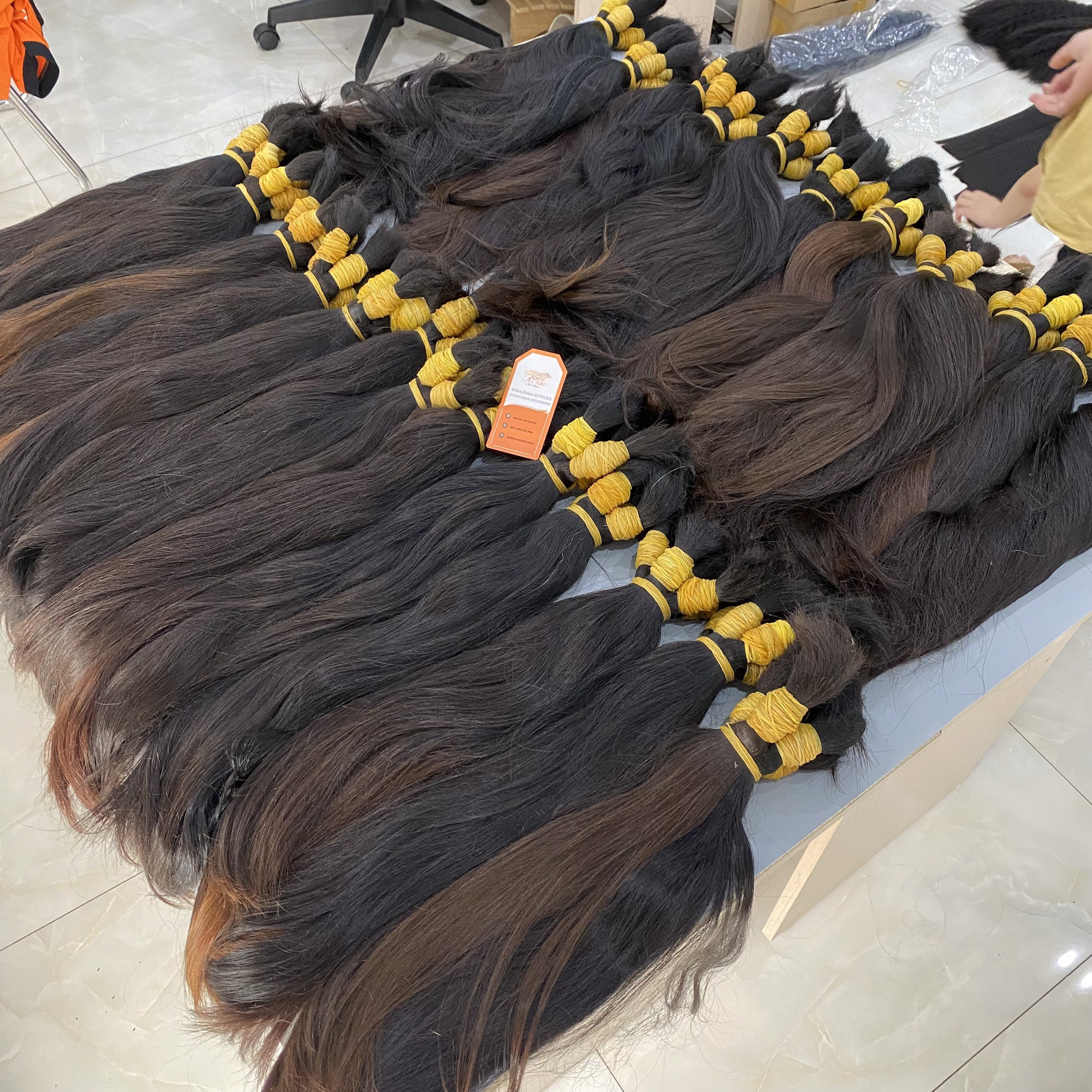 Unprocessed Raw One Single Donor Virgin Cuticle Aligned Hair, Bulk Hair Extensions No Chemical From Vietnamese Donor Human Hair