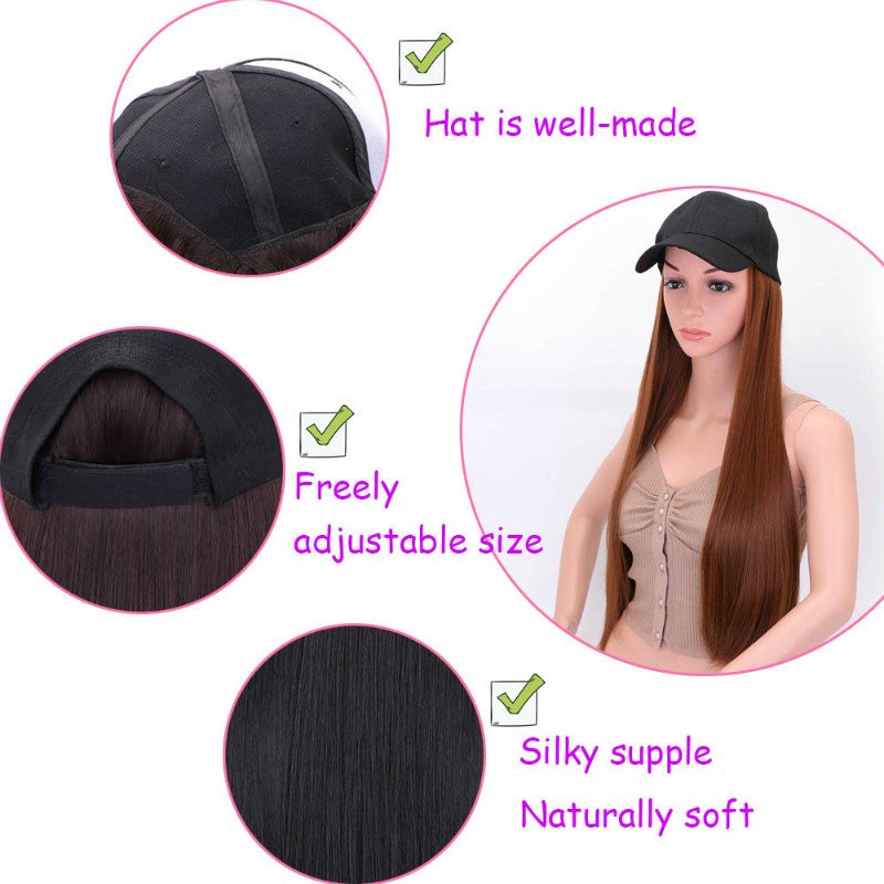 Cheap High Quality Synthetic Hair Baseball Hat Wig Fashion Bob Synthetic Hair Hat Wigs