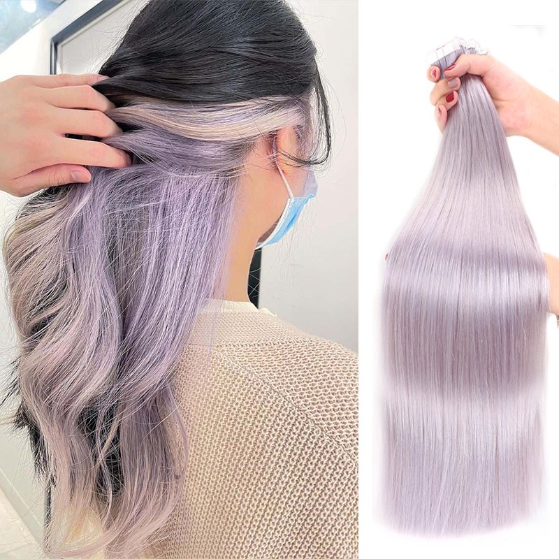Double Drawn Quality Silver Grey Human Hair Extension Brazilian Gray Color Tape Hair Extensions 100% Human Hair