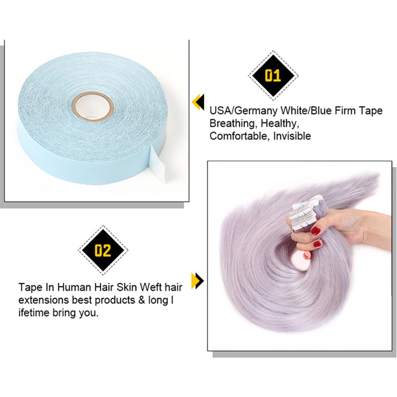 Double Drawn Quality Silver Grey Human Hair Extension Brazilian Gray Color Tape Hair Extensions 100% Human Hair