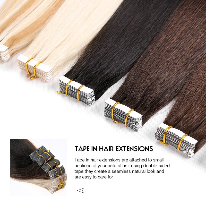 Double Drawn Quality Silver Grey Human Hair Extension Brazilian Gray Color Tape Hair Extensions 100% Human Hair