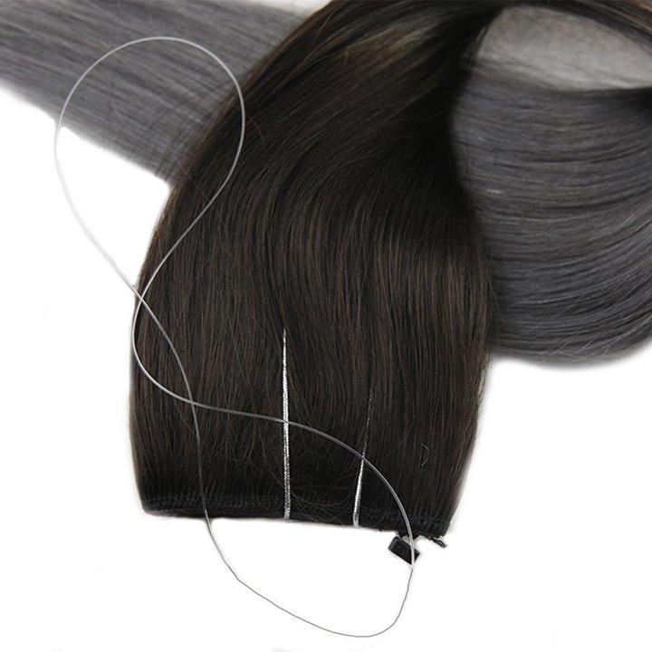18 Inch Wholesale Unprocessed Halo Hair Extensions With Fish Wire, Cheap Indian Human Hair Extensions