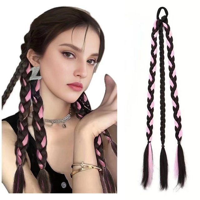 Boxing Ponytail Colorful Synthetic Twist Kids Braiding Hair Three Or Four Strand Braid Ponytail