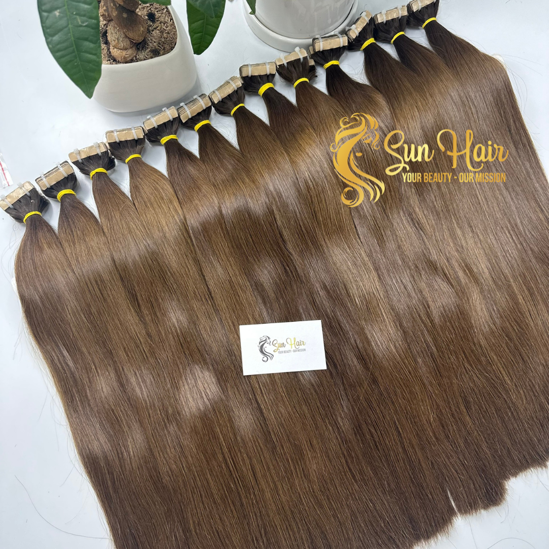 Tape in Hair Extensions Real Human Hair Dark Brown 100% Remy Human Hair Extensions Silky Straight High Quality