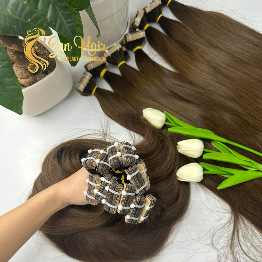 Tape in Hair Extensions Real Human Hair Dark Brown 100% Remy Human Hair Extensions Silky Straight High Quality