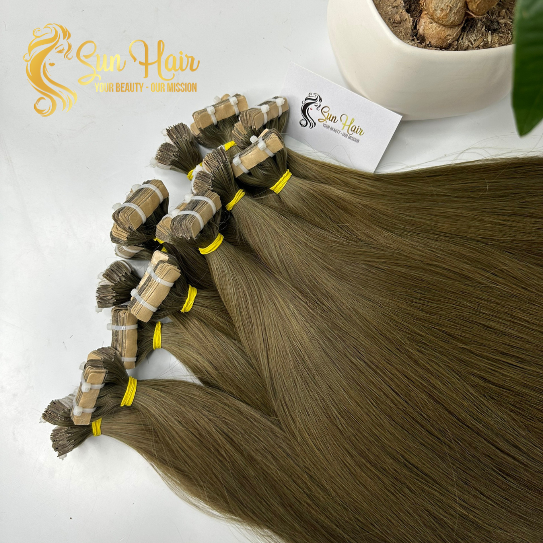 Tape in Hair Extensions Real Human Hair Dark Brown 100% Remy Human Hair Extensions Silky Straight High Quality