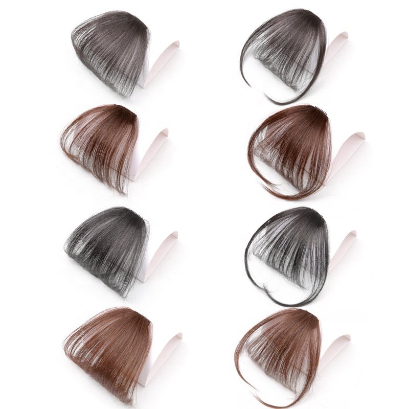 HE05 Wholesale Clip In Air Bang Hair Extensions Side Hand-made Natural 100% Human Hair Bangs Fringe For Women