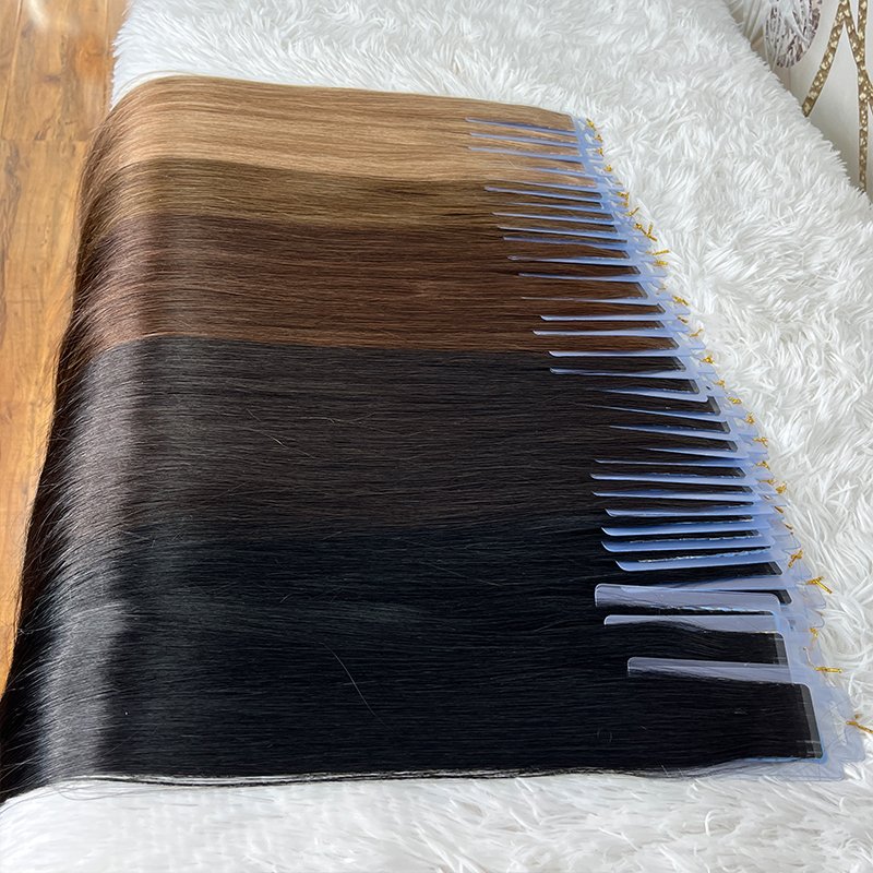Wholesale Russian Virgin Remy Hair Slim Sticker Tape In Half Hidden Double Drawn Human Hair Extensions