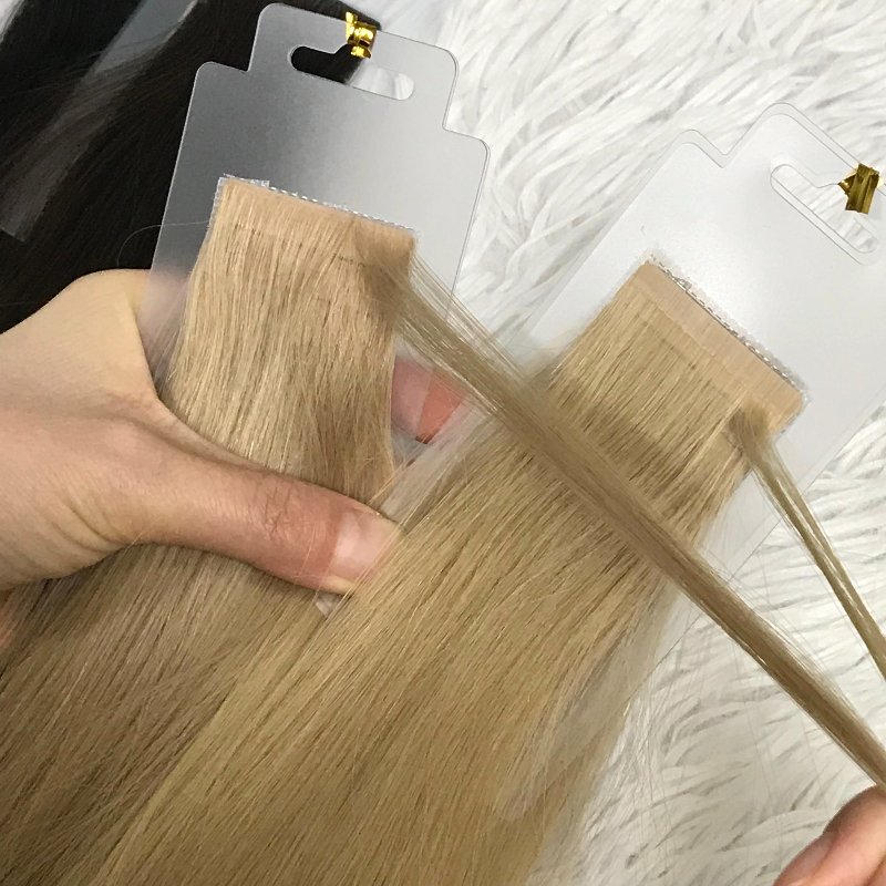 Wholesale Russian Virgin Remy Hair Slim Sticker Tape In Half Hidden Double Drawn Human Hair Extensions