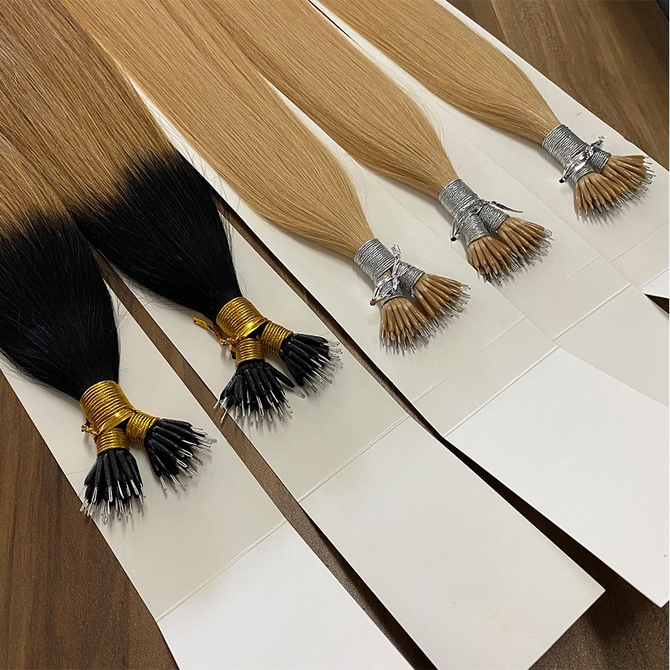 100% Human Hair Extensions Virgin Cambodian Nano Micro Rings Tangle Free Remy Loop Nano-ring Hair Extensions